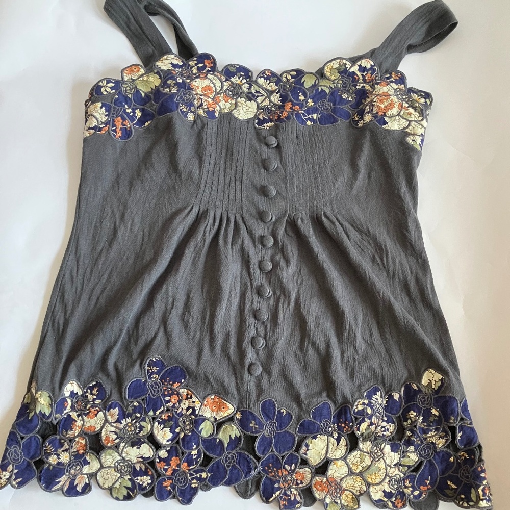 Anthropologie Little Yellow Button Tank Top